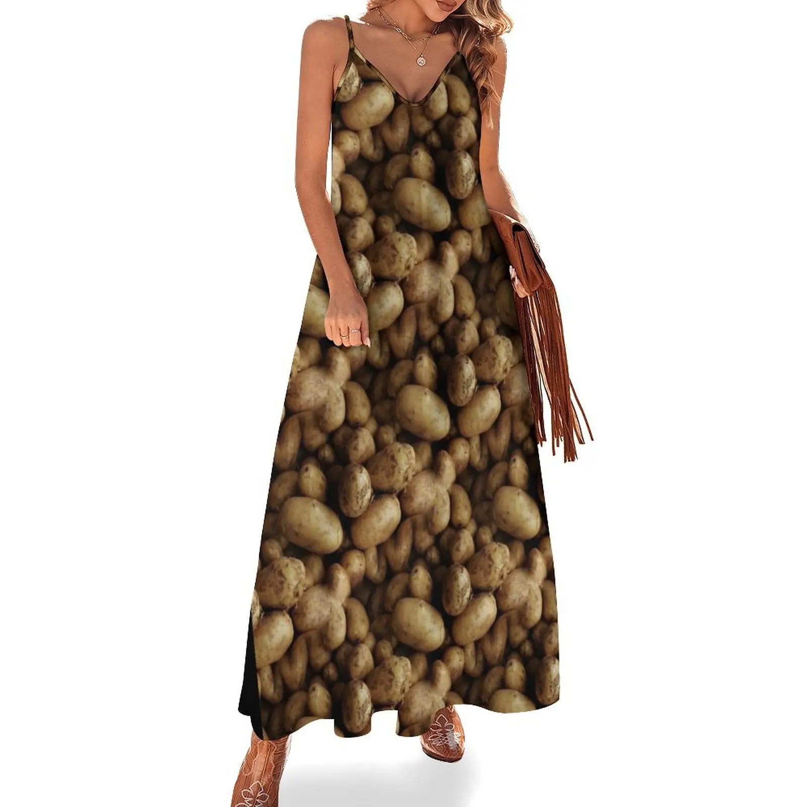 

Spuds Forever (pattern) Sleeveless Dress dresses for woman woman dress