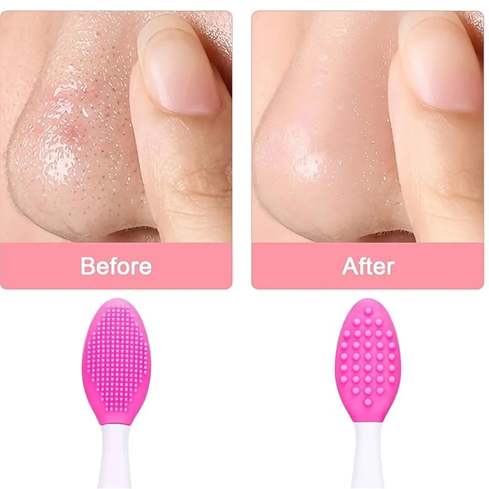 Nose Scrub Brush Double-Sided Silicone Exfoliating Brush for Men Women Nose Clean Blackhead Removal Facial Cleansing Brush Acne And Blackhead Removal Tools