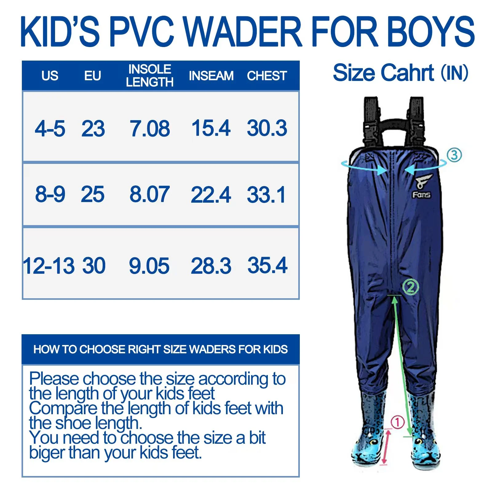Children's Waterproof Fishing Wading 2-layer Nylon PVC Anti-skid Cartoon Boots