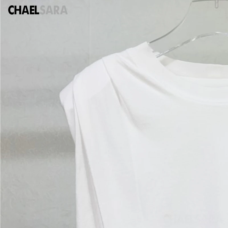 

2024 High Quality Spring Summer Women Fashion Loose Round Neck T-Shirt Female Solid Color Casual Sleeveless Pullover Tee Tops