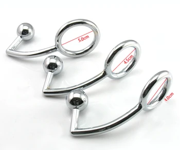 Male Chastity Cock Lock Anal Plugs /Cock Lock intruder with ball /Male metal Anal hook ring butt plug Alternative sex toys 6
