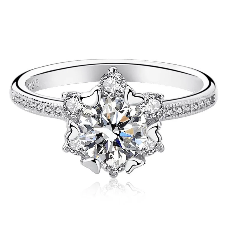 

K1335 Lefei Fashion Luxury Trendy Classic White Moissanite Fine Design Heart Flower Ring For Charm Women 925 Silver Jewelry Gift