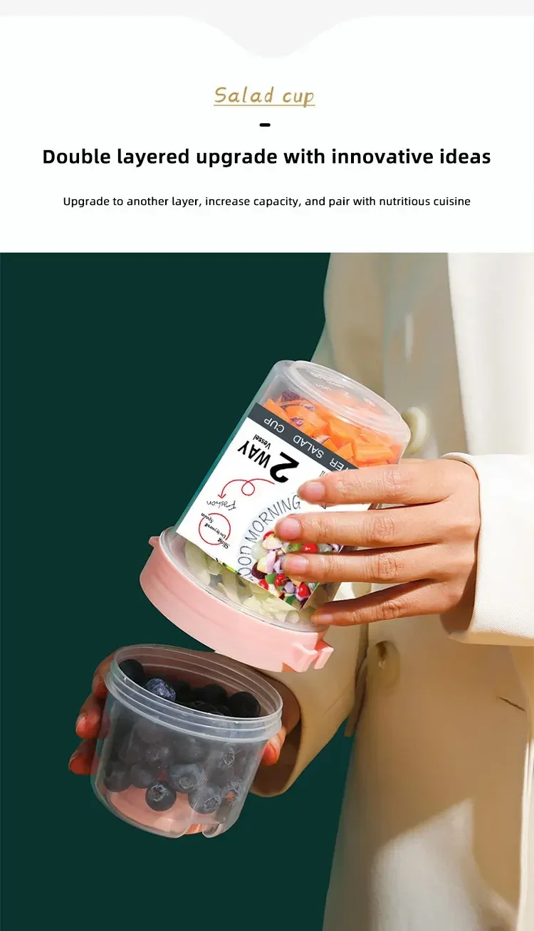 Diy 1pc Double Layer Container For Fresh-Keeping Plastic Container For Fresh-Keeping Sealed Food Storage Kitchen Storage Box