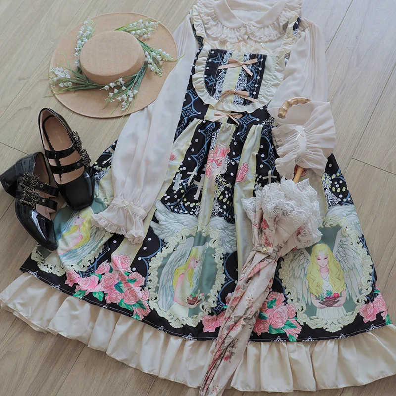 Lolita JSK Sling Dress Costume Cosplay Daily Kawaii Anime Disfraz lolita dress lolita suspender dress lolita cosplay costumes suspender dress lolita skirt lolita blouses