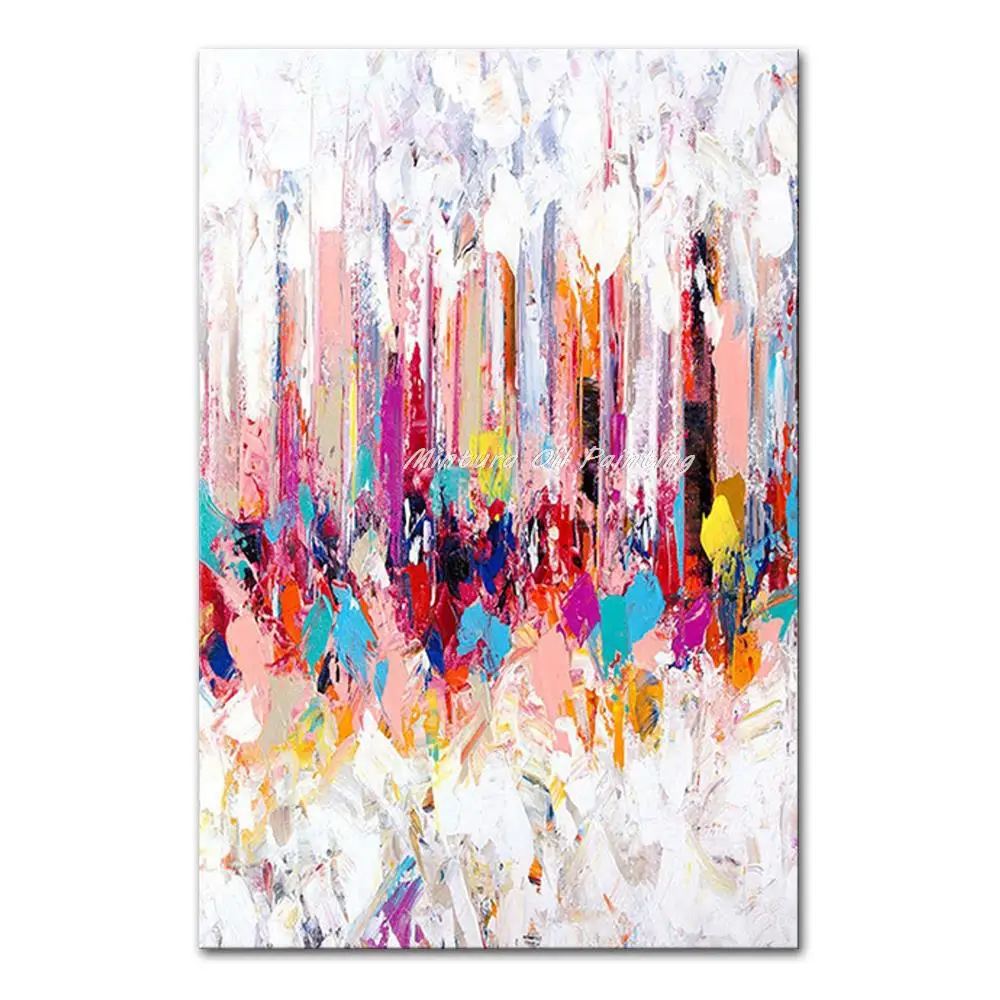 

Mintura Hand-Painted Handmade Oil Paintings on Canvas,The Colorful Abstract Diagram Wall Art for Living Room Hotel Decor Artwork