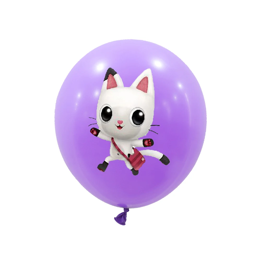 Balloon Set 15pcs 12 Inch Gabby Dollhouse Cat Latex Sequin Baby Shower Party Decoration Girl Birthday Supplies