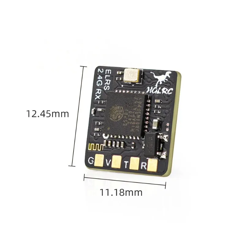 Récepteur HGLRC ELRS 2.4G 500Hz avec boîtier ouvert, montrant les composants internes