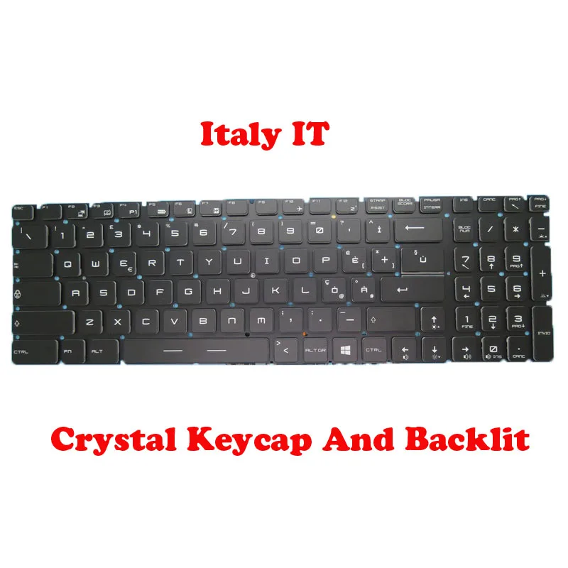 

IT GR TR LA Crystal Backlit GS70 Keyboard For MSI GE72 2QC 2QD PE60 PE70 2QE 6QD PE72 7RD 7TH GL62 6QE GL62M GT62 GT62VR 6RD 6RE