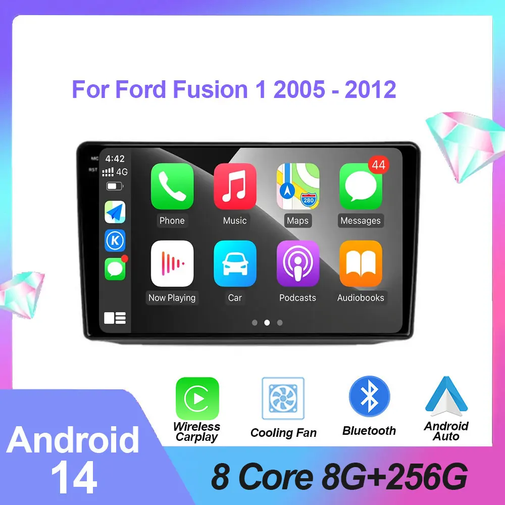 

Автомагнитола на Android 13 для Ford Fusion 1 2005-2012, мультимедийный видеоплеер с GPS-навигацией, 2din, 2 din, DVD, QLED, DSP, стерео, IPS