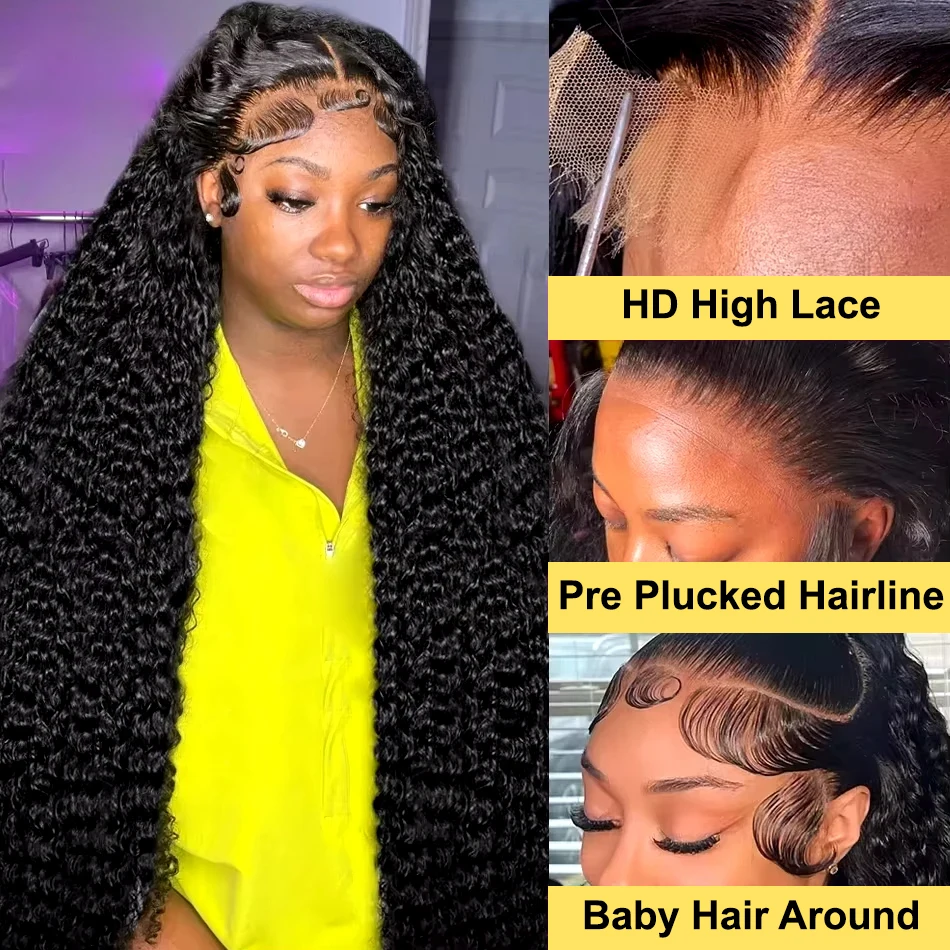 13x6 Deep Wave HD Lace Frontal Human Hair Wig 200 Density 5x5 Lace Closure Glueless Wig 30 40 Inch 13x4 Curly Lace Front Wig