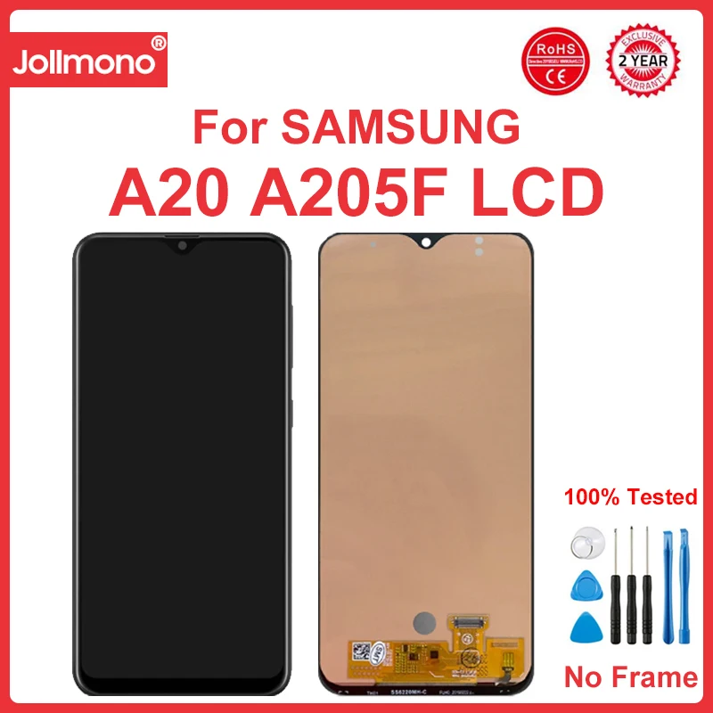 Фото ЖК-дисплей с рамкой для Samsung Galaxy A20/A205F/DS/A205G/DS, дисплей с сенсорным экраном и дигитайзером в сборе, замена №2