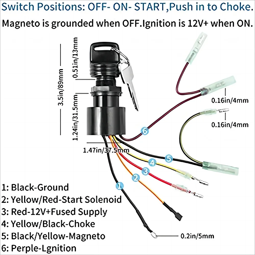 tars！ Boat Ignition Switch With Key 129572 Ignition Switch With