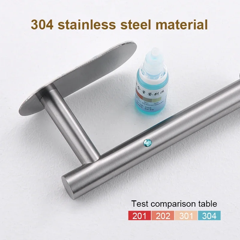 Stainless Steel Toilet Paper Towel Holder Adhesive No Punch Wall Mount Tissue Dispenser for Kitchen Bathroom