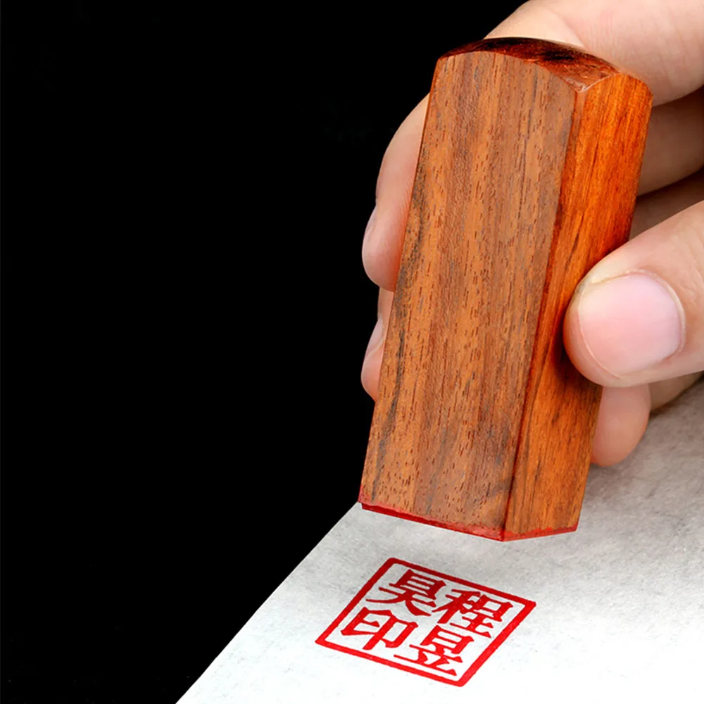 

Solid Sandalwood Name Stamp Square Wood Seal Stamp Portable Personalized Signature Calligraphy Painting Chop Custom Name Stamps