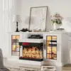 59'' Fireplace TV Stand, 3 Sided Glass Media Entertainment Center Console Table for TVs up to 65'' with Glass Door Adjustable 1