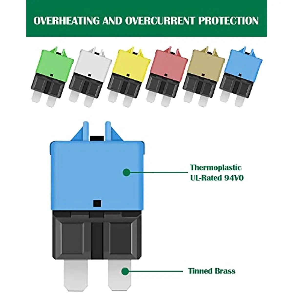 8 Packs Fuse Circuit Breaker Low Profile ATC/ATO Manual Resettable Fuse 5A-30A (Mixed) 12V-32V
