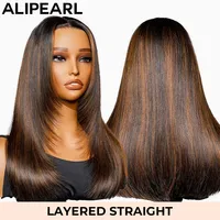 Alipearl Hair Layered Straight Hair Customized Color Highlight Wig 5×5 Lace Closure & 13×4 Lace Frontal Wig Super Natural Hair 1
