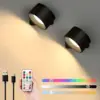 LED Dimmable Wall Mounted Lamp Rechargeable 360°Rotate Magnetic Ball,With Remote Control,Cordless Wall Light for Reading Bedside 1