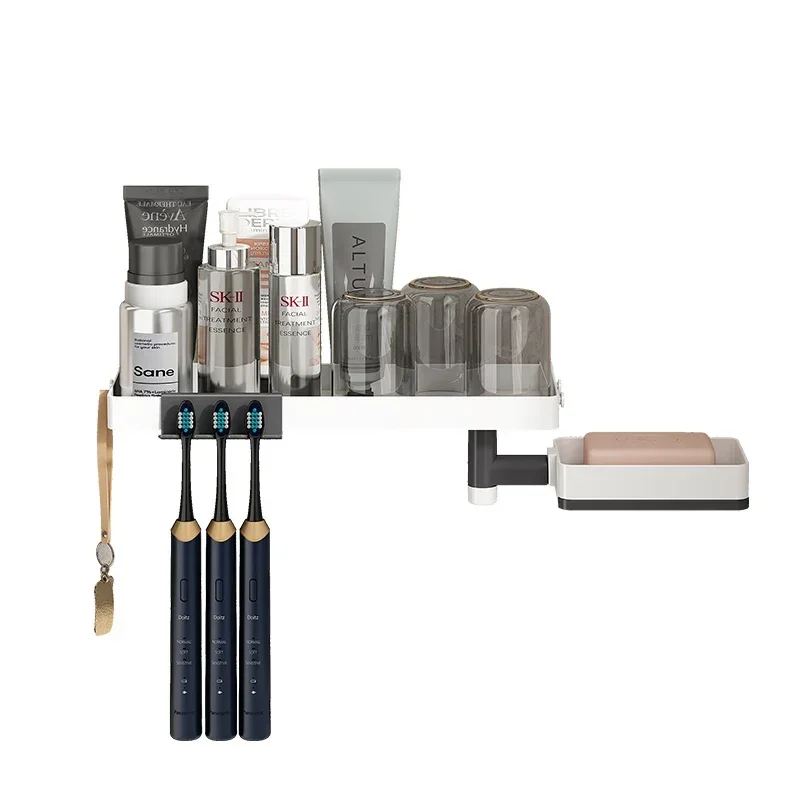 ~Toothbrush Rack Punch-Free Toilet Cup Storage Cup Holder Tooth Mug Electric Toothbrush Holder Wall-Mounted