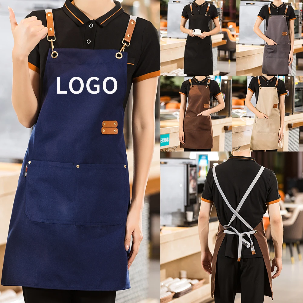 

Apron Custom Logo Women's Men's Kitchen Apron Chef Work Barbecue Restaurant Bar Cafe Beauty Barber Pet Shop Studio Uniform