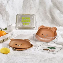  4/8pcs/lot Cute Bear Plate Tableware Kitchen Kawaii Plates Food Household Friut Snack Plate Sauce Dish Plates Dinnerware Table 