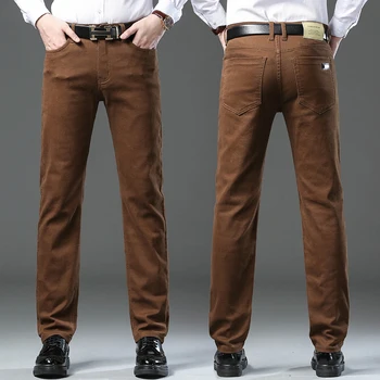 Jeans marroni slim da uomo autunnali in stile classico 3 colori Pantaloni in denim elasticizzati casual da lavoro di alta qualità Pantaloni di marca maschile 1