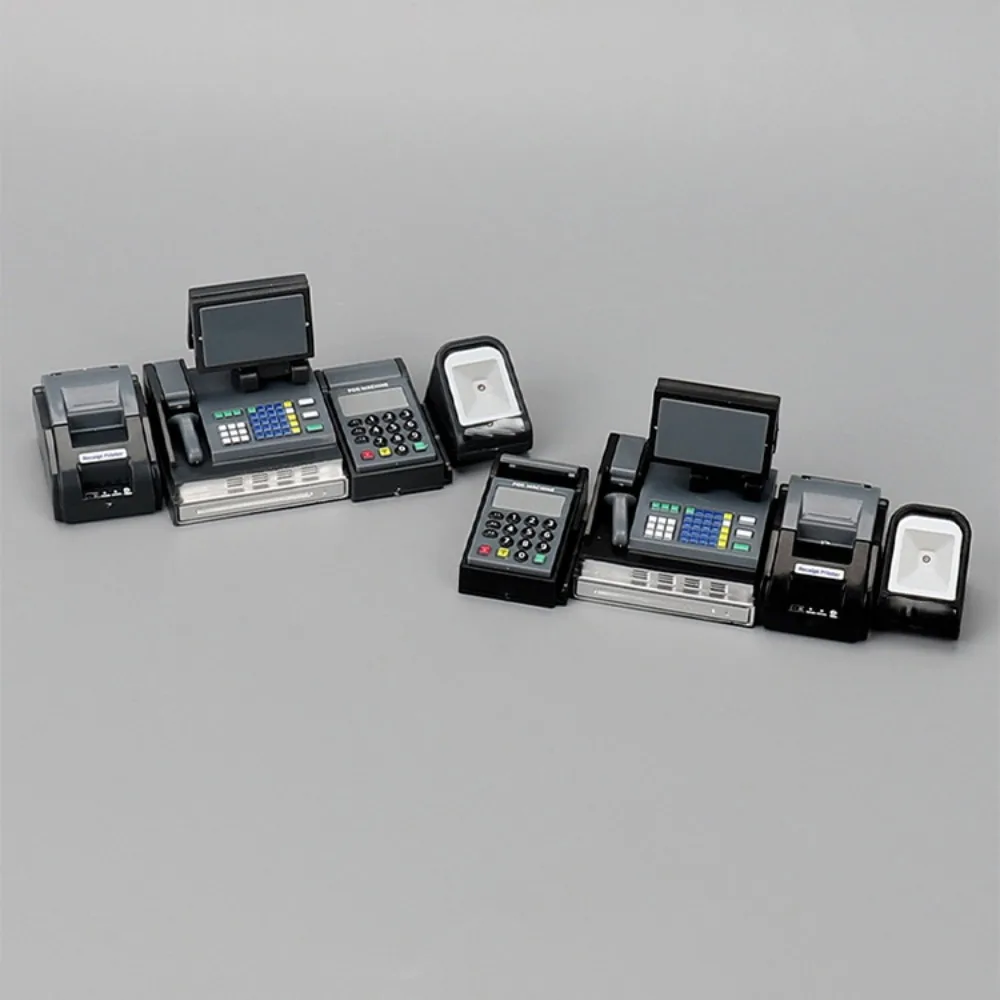 Mini Doll House Cash Register DIY Black Gray Miniature Cash Register Funny 1:6/1:12 Scale Mini Supermarket Store Card Machine