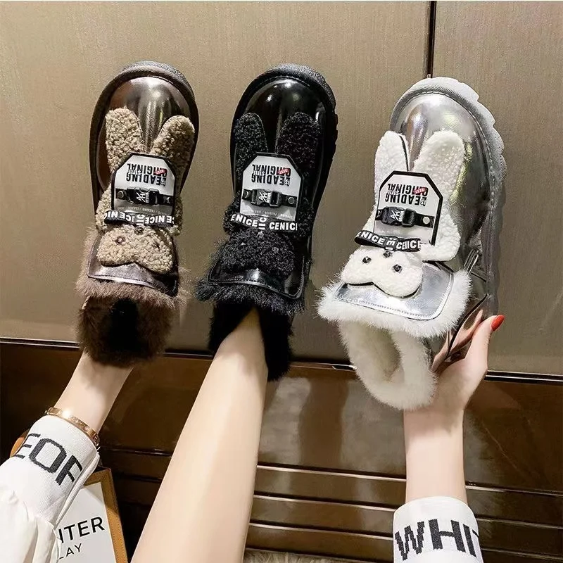 

Waterproof Snow Boots Women's Shoes Autumn/winter 2021 New Style Plus Velvet Thickening Fashion Retro Short Tube Cotton Shoes