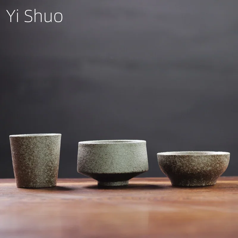Stoneware Ceramic Kung Fu Tea Set Teacup Retro Master Cup Personal Cup Fragrance-smelling Teacups Tea Set Siteel