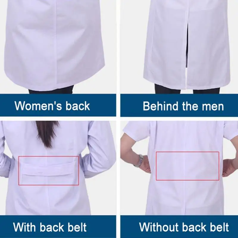 Doctor White Coat Professional Lab Coat Long Sleeve for Women Men Notched Lapel Collar Button Down Medical Nurse Doctor Uniform