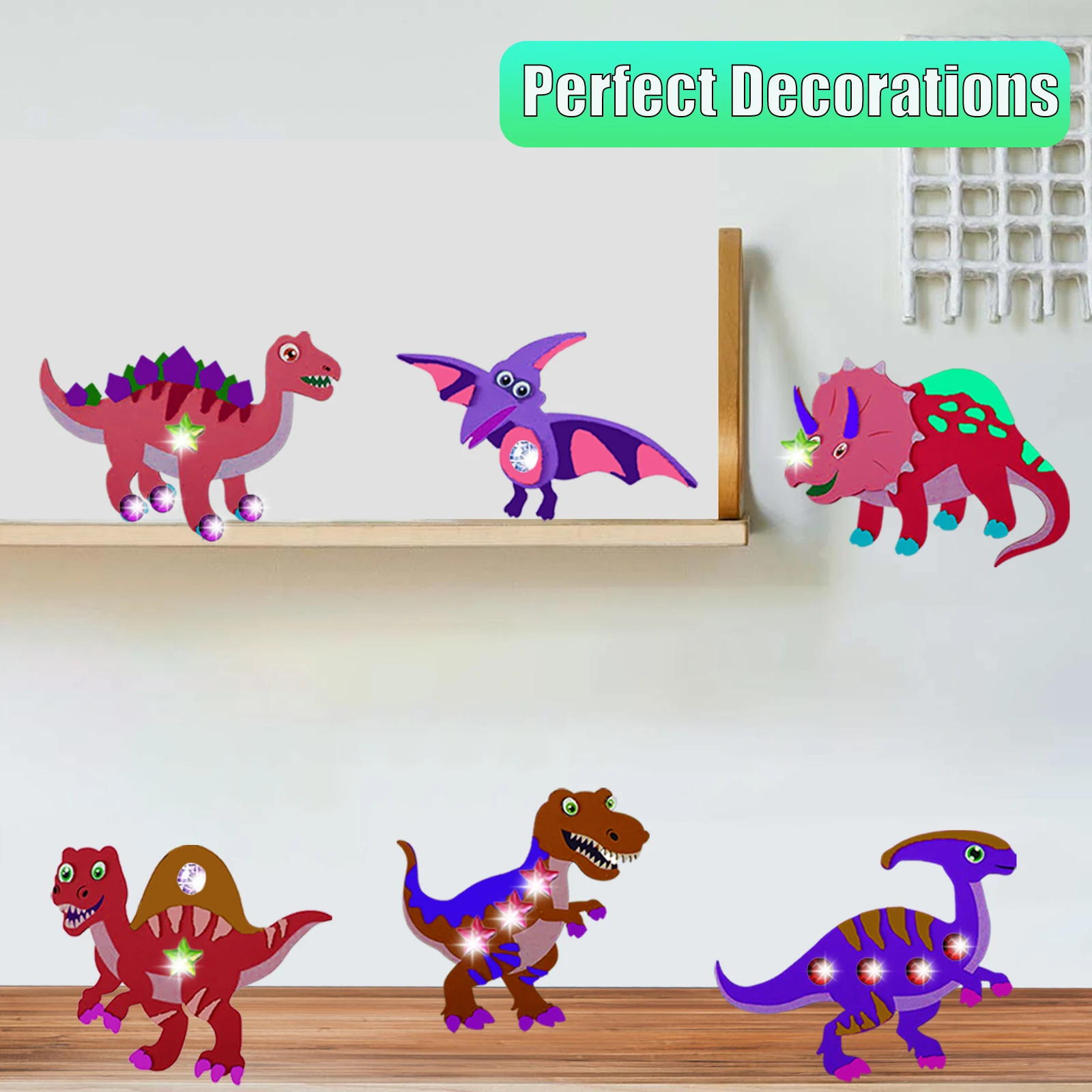 218-teiliges Dinosaurier-Bastelset aus Holz, 12 unlackierte Dinosaurierholze, Geburtstagsparty-Dekorationen, Geschenketiketten, Bastelset aus Holz – Detail 5