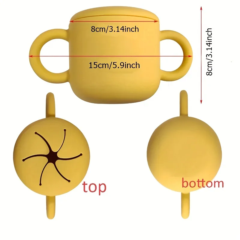 Petal Shape Silicone Snack Cup, Spill Proof Food Container for Toddlers and Babies with Double-handled, Silicone Snack Container