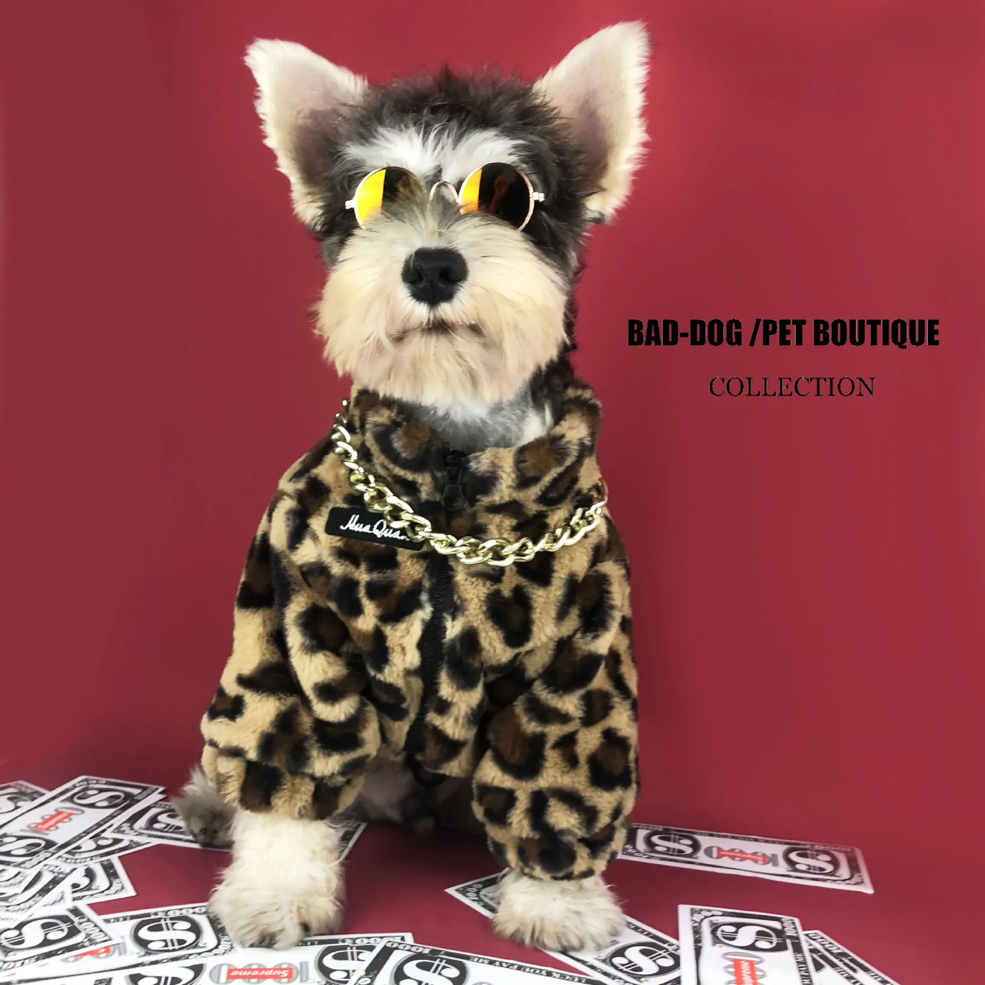 

Thickened Leopard Print Jacket for Pet, Bomeiji Doll, Pet Trend Clothing, Teddy Schnauzer, Spring and Autumn