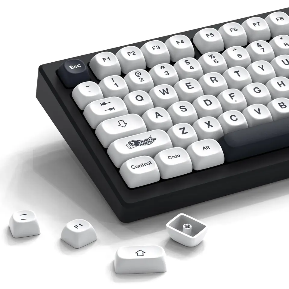 YMDK Set Di Tasti PBT 61 Tasti Per Tastiera Meccanica – Profilo OEM, Bianco E Rosso, Spessore 1.5mm – Solo Keycap (senza Tastiera)