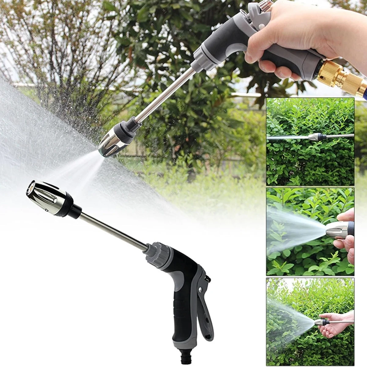 Long Handle Metal Garden Nozzle Water Gun with Rubber Grip for Car Washing and Home Use 5