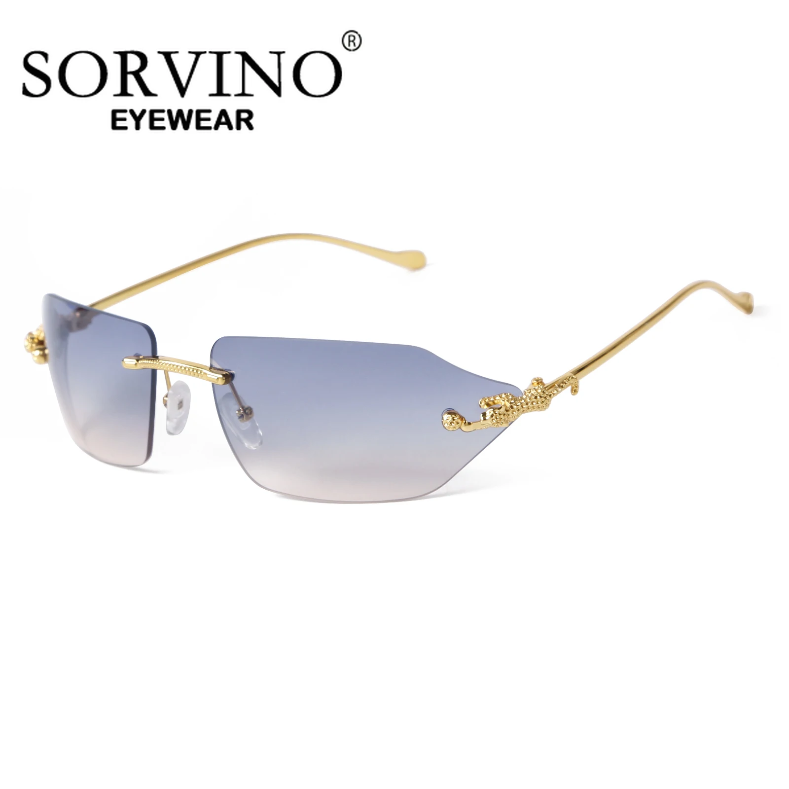Retro Leopard Rimless Sunglasses for Stylish Protection
