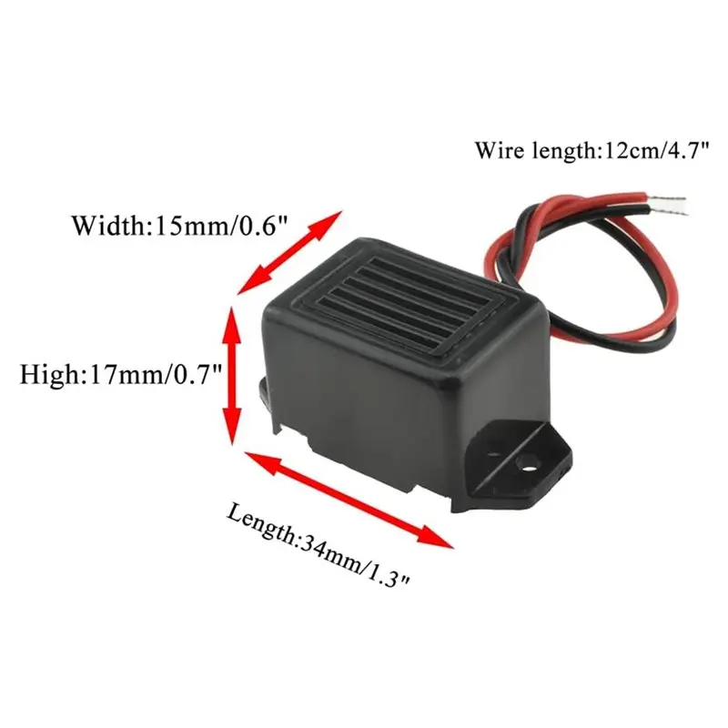 A99E-12V 전자 버저 경고 400Hz 연속 피에조 사이렌, 보안 경적용 충분히 큰 비프음, 와이어 설치, 2개