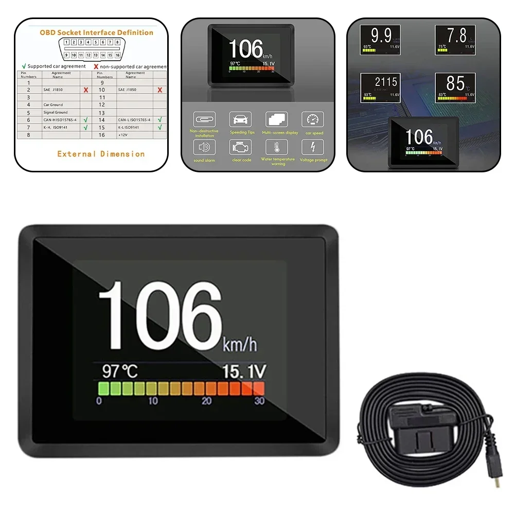 Automobile On-board Computer A203 Car Digital OBD 2 Computer Display Speedometer Fuel Consumption Meter Temperature OBD2 Gauge obd2 hud projector obd2 hud display dashboard display screen