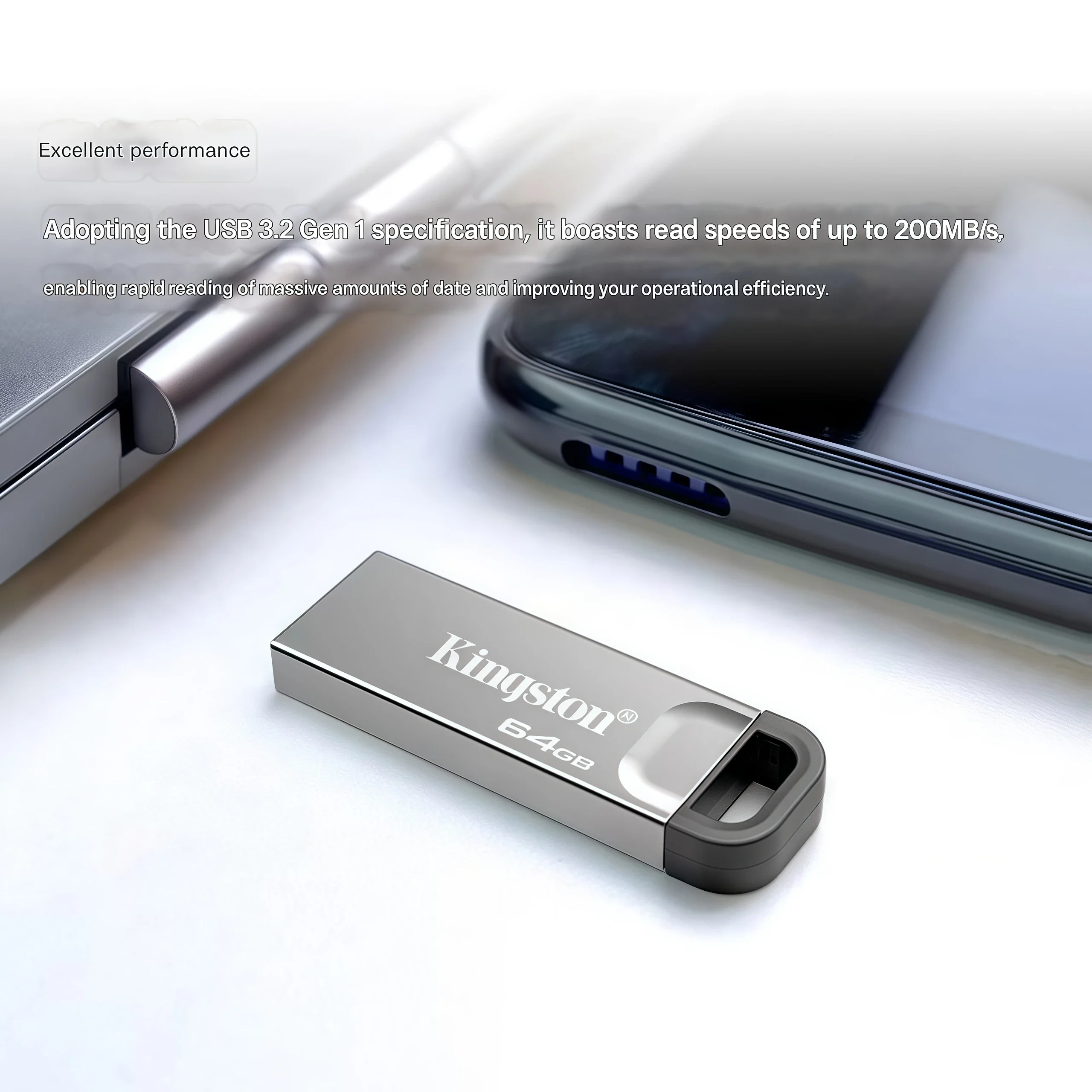 킹스턴 512GB USB 3.2 플래시 드라이브 고속 메탈 펜 드라이브 방수 휴대용 메모리 스틱 PC 노트북용