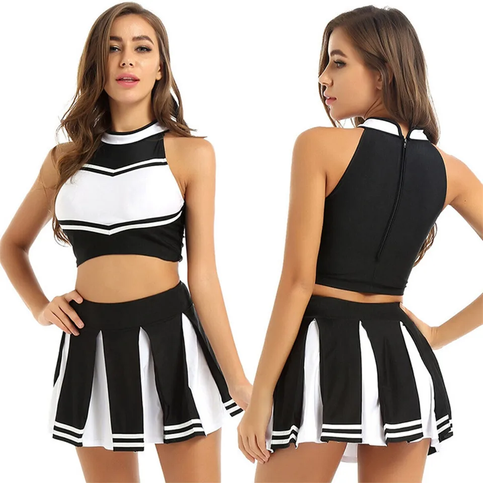 Girls Cheerleading Costume Uniform with Pleated Skirt