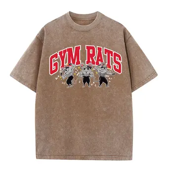 T-shirt vintage lavate 100% cotone palestra Muscle Rat stampa girocollo magliette Casual Goth Hip Hop Streetwear donna uomo estate Tee