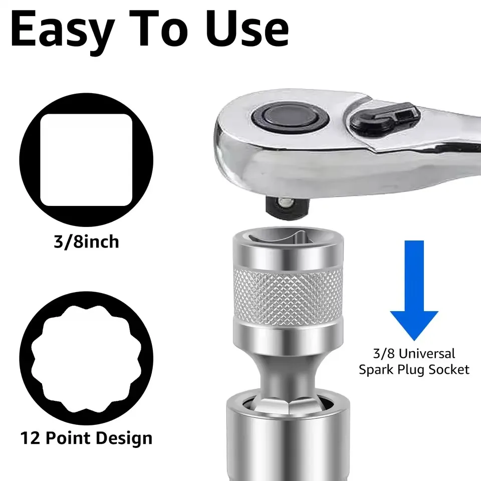 Spark Plug Socket Wrench Adapter 14mm 16mm Install Replace Repair Kit Swivel Torque Magnetic Remove Removal Gap Tool Car AUTO