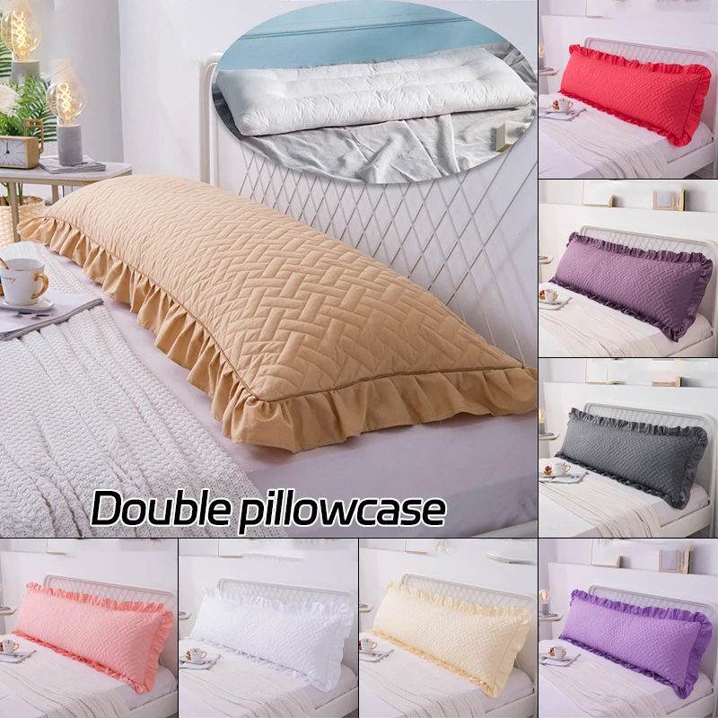 

Super Comfortable Quilted Long Pillowcase luxurious Flounce Bedding Body Pillow Cover Thicken Warm Couple Back Cushion Cover