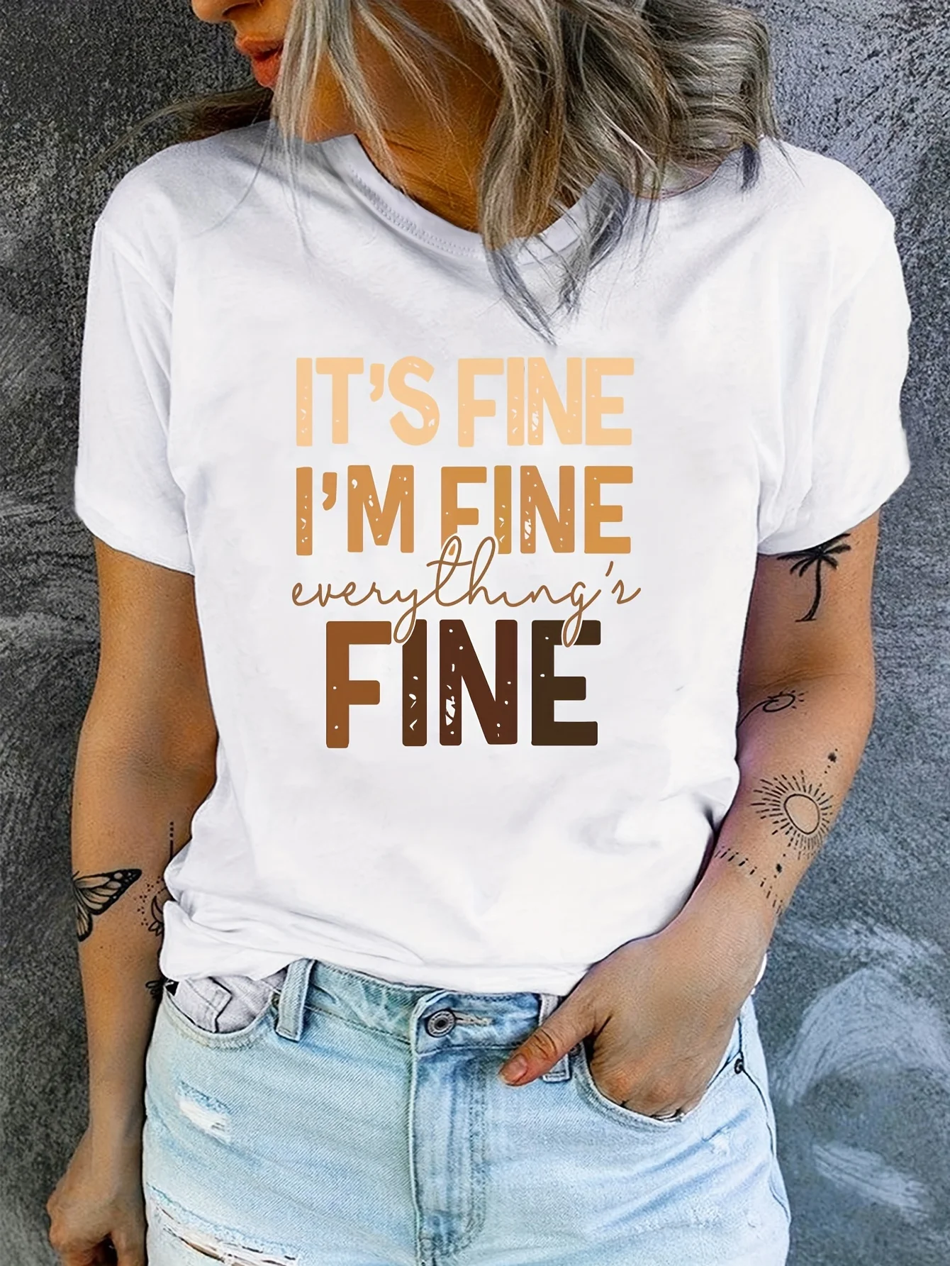 

Letter Print T-shirt, Short Sleeve Crew Neck Casual Top For Summer & Spring, Women's Clothing