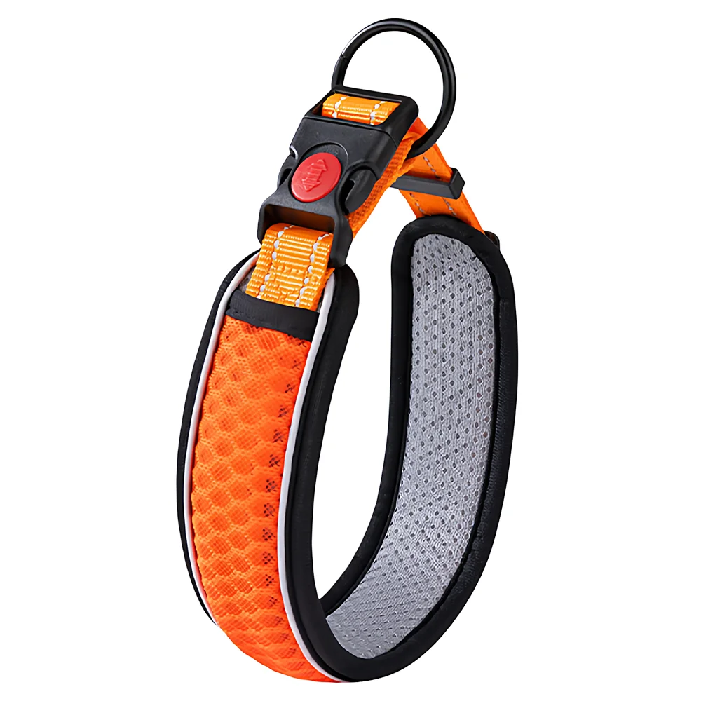 Pet Dog Collar, Adjustable Neck Strap for Walking, Reflective Durable Outdoor Collar for Small Medium Large Dogs, 1PC — Orange