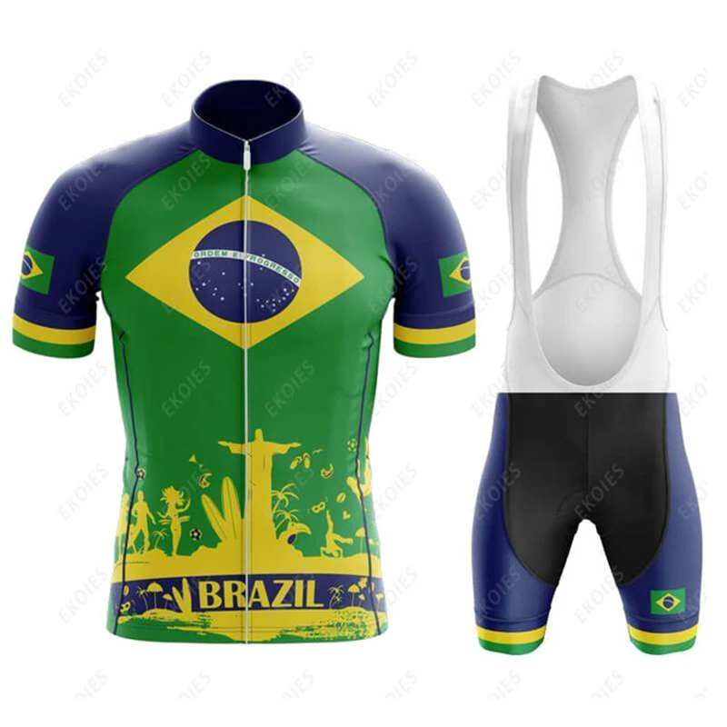 

2022 Brazil Team Cycling Jersey Set Man Cycling Bicycle Suit Bicycle Short Sleeve Cycling Clothing Bike Maillot Cycling Jersey