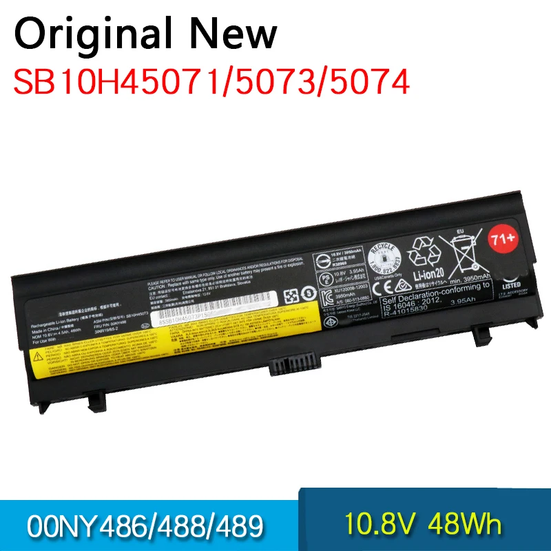 

NEW Original Battery 00NY488 00NY489 00NY486 For Lenovo ThinkPad L560 L570 SB10H45073 SB10H45074 SB10H45071 10.8V 48Wh