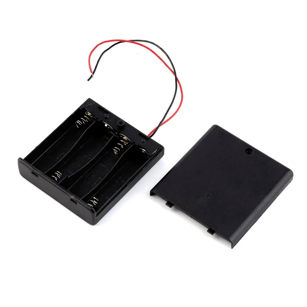 DIY 4 슬롯 AA 배터리 홀더 6V 4AA 배터리 보관함 케이스, 150mm 리드 와이어 ON/Off 스위치 및 후면 커버