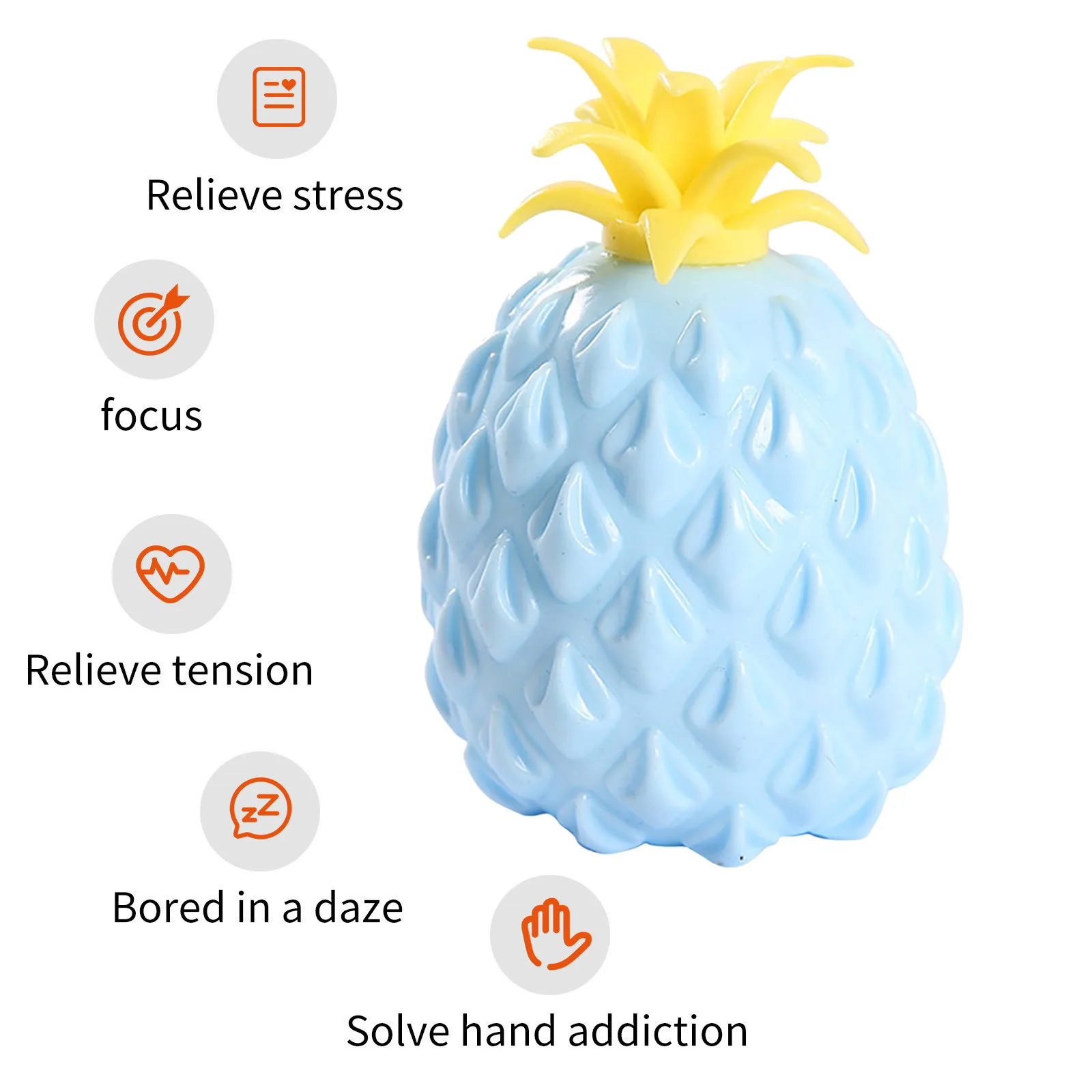 Pineapple Stress Balls Squishy Ball Fidget Toys (1 Pack) Stretchy Fruit  Stress Relief Squeeze Ball for Adults and Party Favors, Ideal for Anxiety