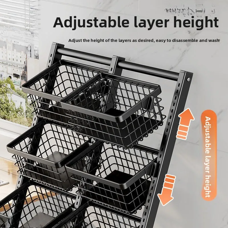 Kitchen Vegetable Storage Rack, Floor Standing Multi-layer Vegetable Basket, Living Room Snack Storage 5